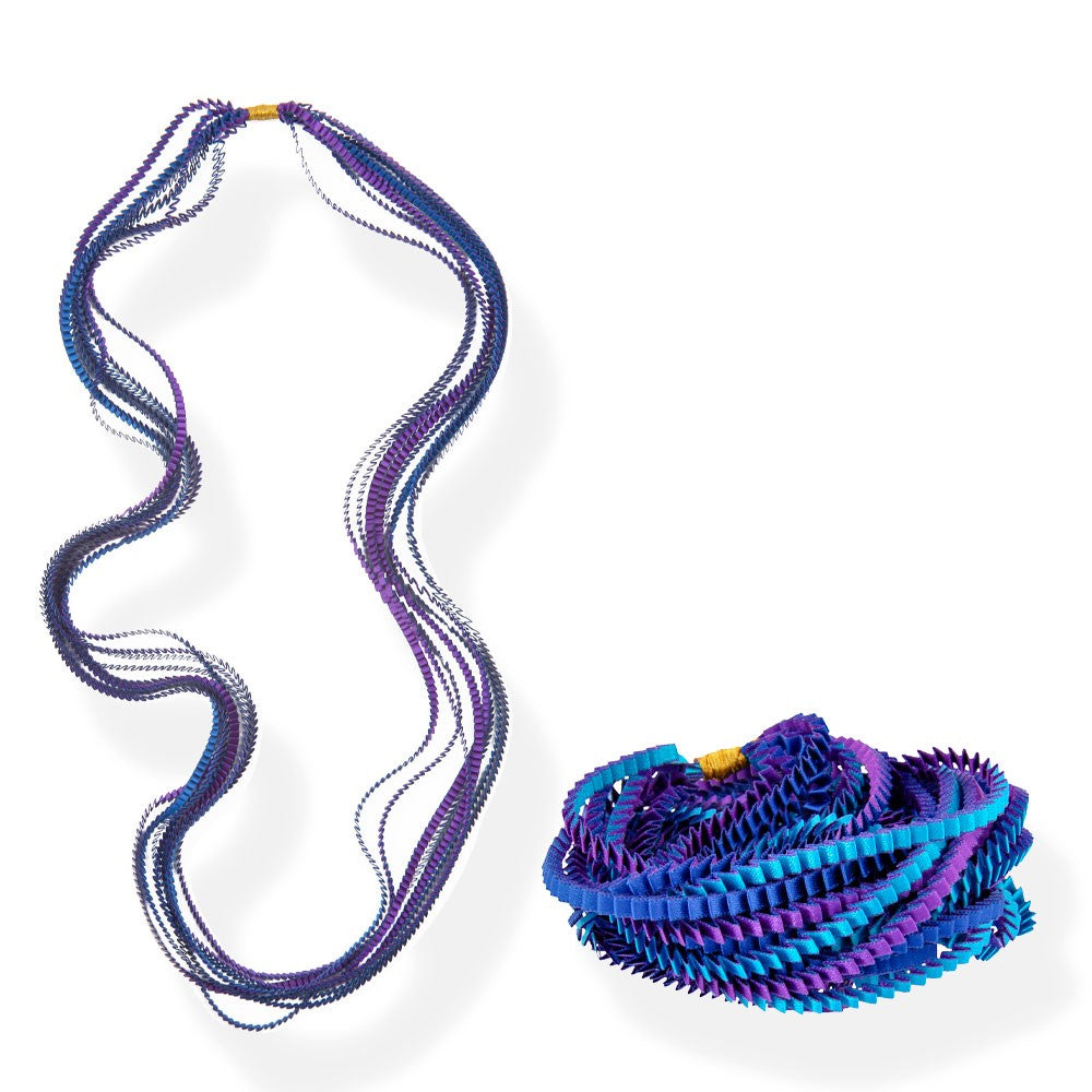 Satin Pleated Necklace Essilp Purple Blue KL 21 - Anthos Crafts