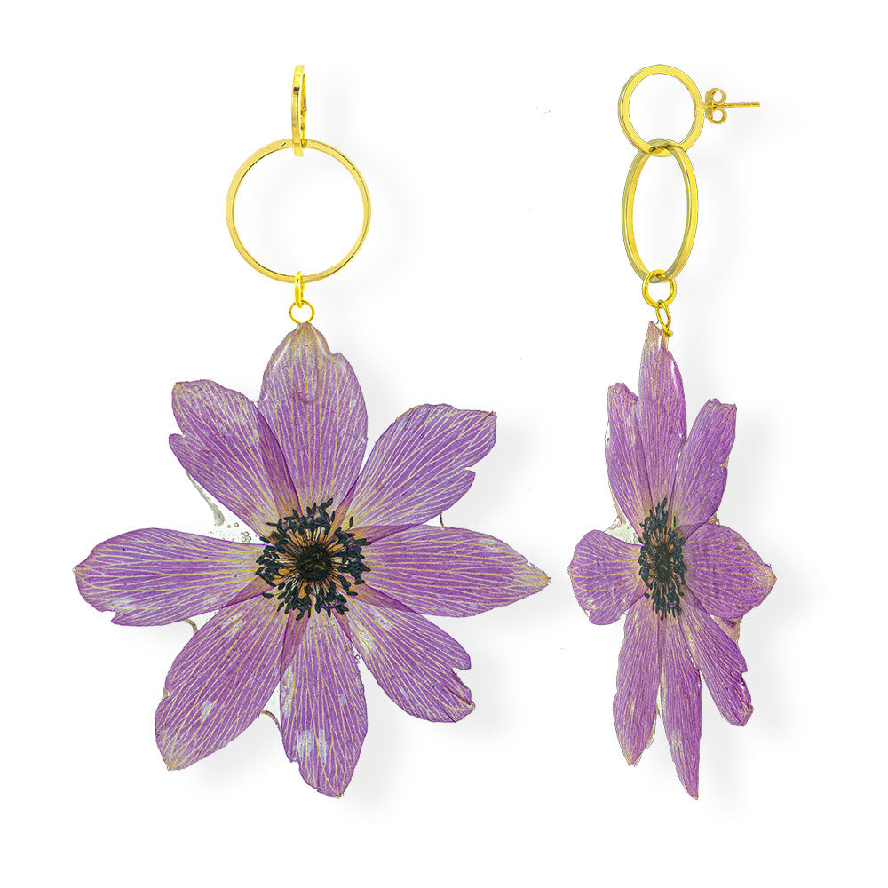 Flower Earrings Made From Anemone Petals - Anthos Crafts