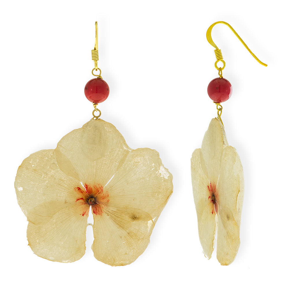 Handmade Gold Plated Silver Laurel Flower Dangle Earrings With Swarovski Stones - Anthos Crafts