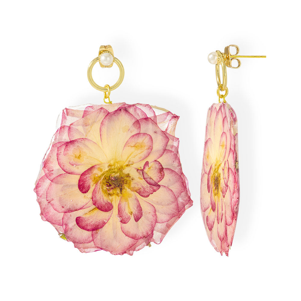 Flower Earrings Made From Rose Petals - Anthos Crafts