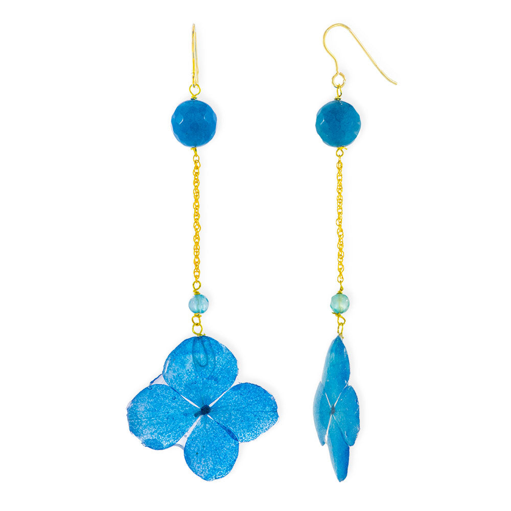 Flower Earrings With Forget Me Not Petals - Anthos Crafts