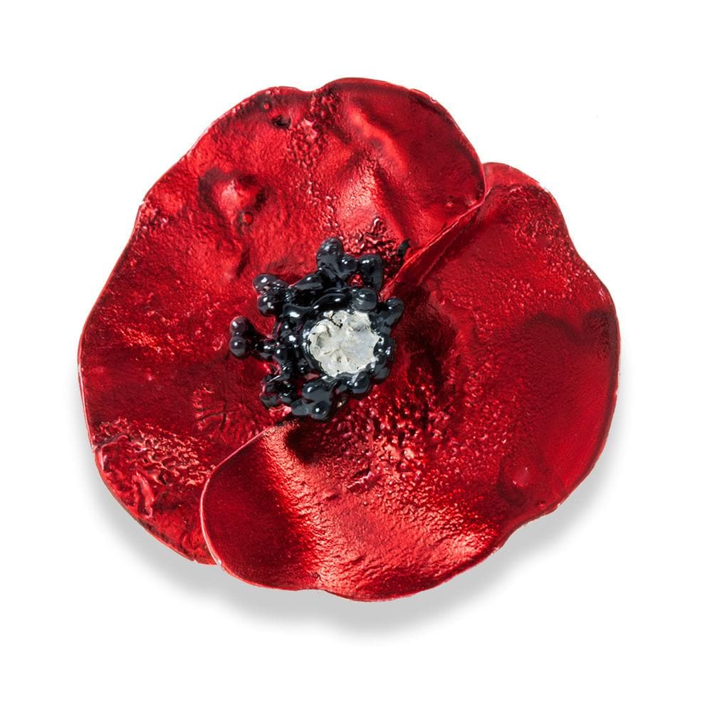 Handmade Sterling Silver Impressive Red Poppy Flower Ring - Anthos Crafts