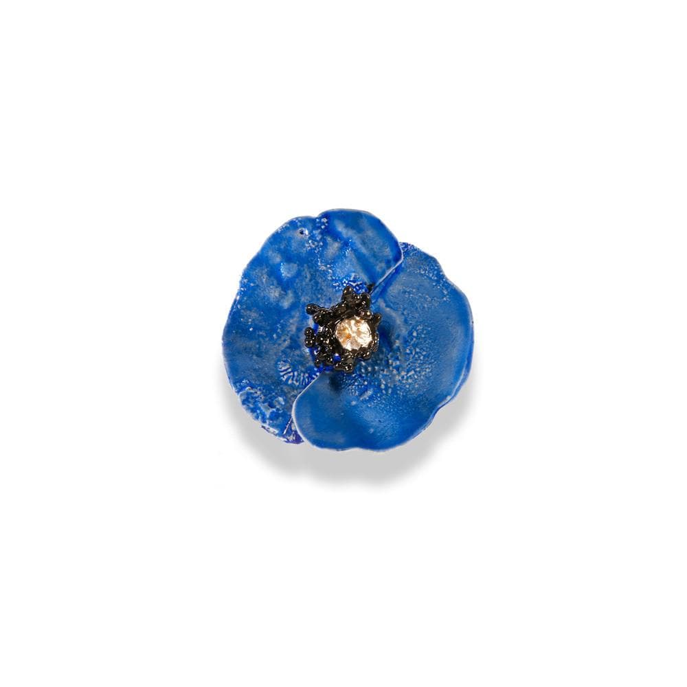 Handmade Sterling Silver Sky Blue Poppy Flower Ring - Anthos Crafts