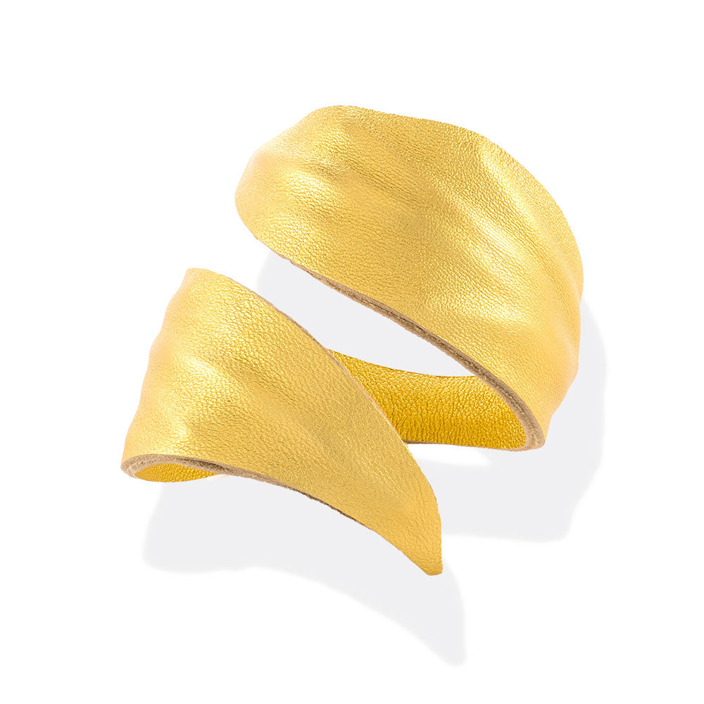 Handmade Leather Bracelet Gold Swan - Anthos Crafts