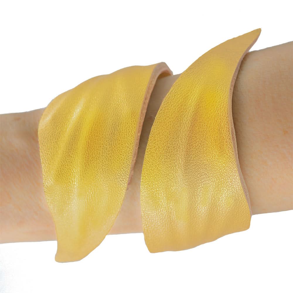 Handmade Leather Bracelet Gold Swan - Anthos Crafts