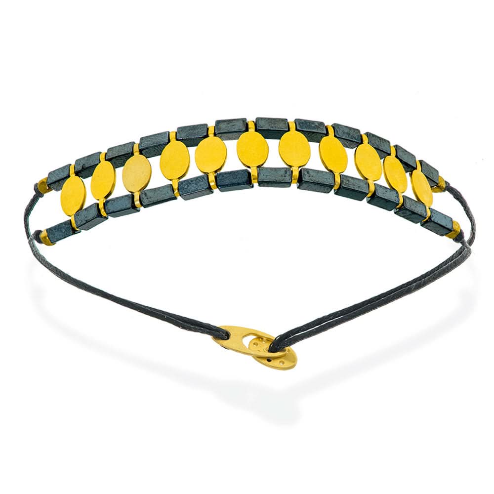Handmade Bracelet With Gold Plated Silver Elements - Anthos Crafts