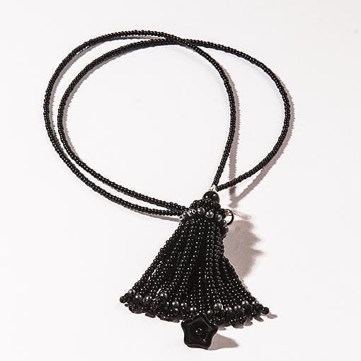 Handmade Black Short Tassel Necklace - Anthos Crafts