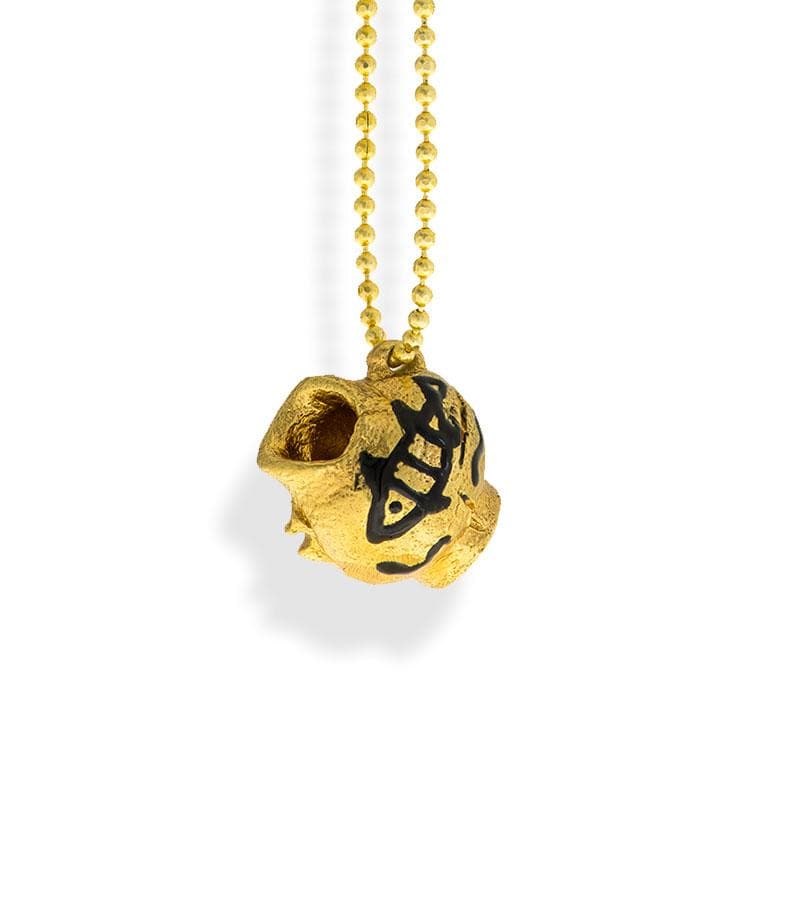 Handmade Long Pendant Necklace Gold Plated Small Ancient Greek Broken Kanata (pot) Little Fish - Anthos Crafts