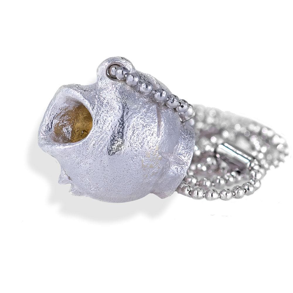 Handmade Long Pendant Necklace Silver Plated Small Ancient Greek Broken Kanata (pot) - Anthos Crafts