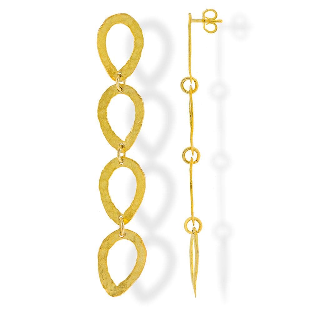 Handmade Gold Plated Silver Long Dangle Earrings Drops - Anthos Crafts