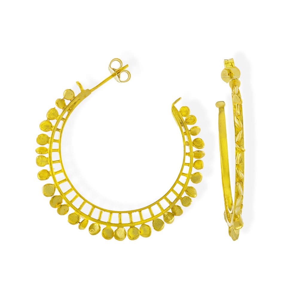 Handmade Gold Plated Silver Hoop Earrings - Anthos Crafts