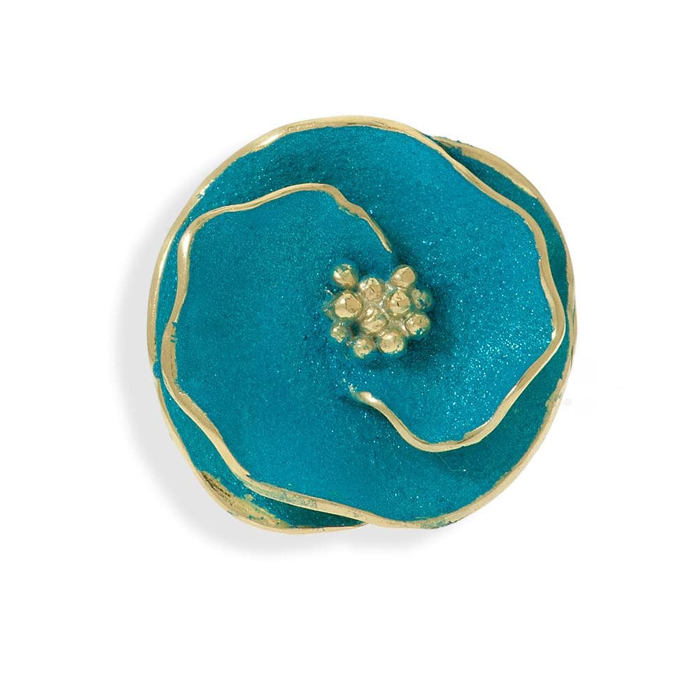Handmade Gold Plated Silver Turquoise Flower Ring - Anthos Crafts