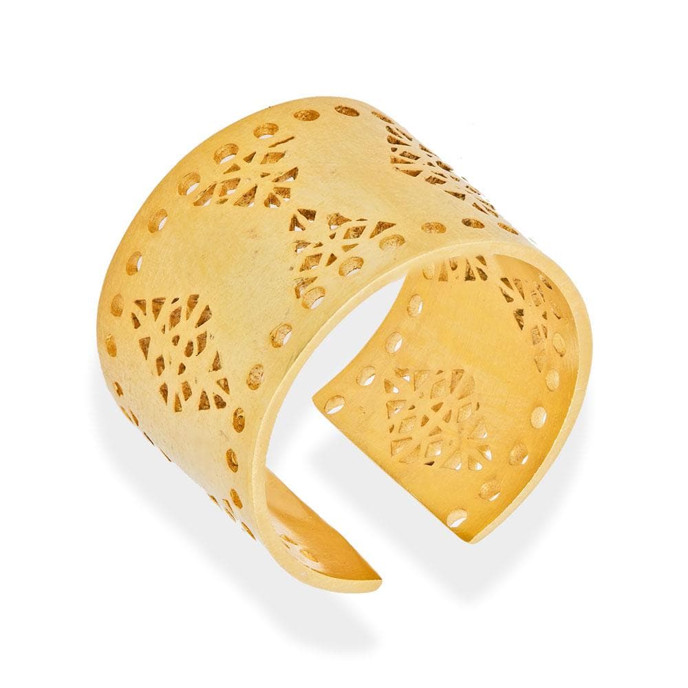 Handmade Gold Plated Silver Ring With Dovecote Patterns - Anthos Crafts