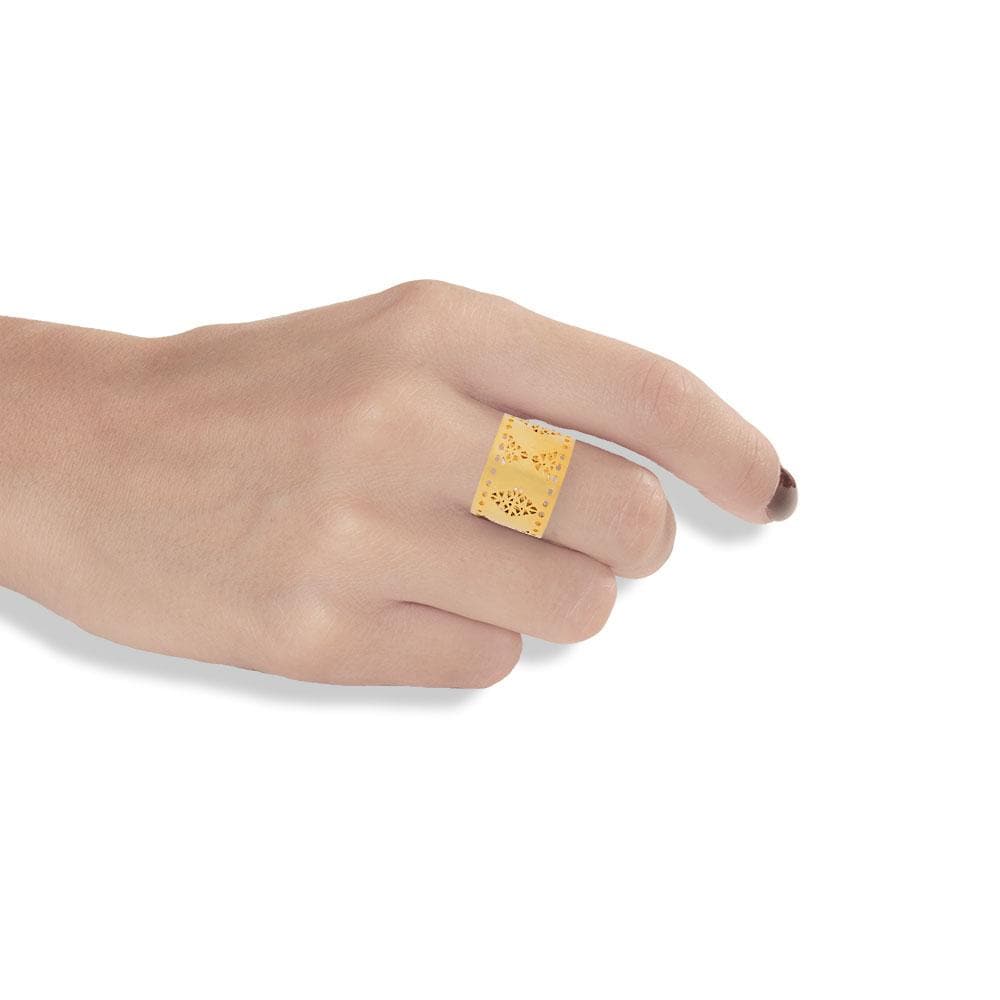 Handmade Gold Plated Silver Ring With Dovecote Patterns - Anthos Crafts