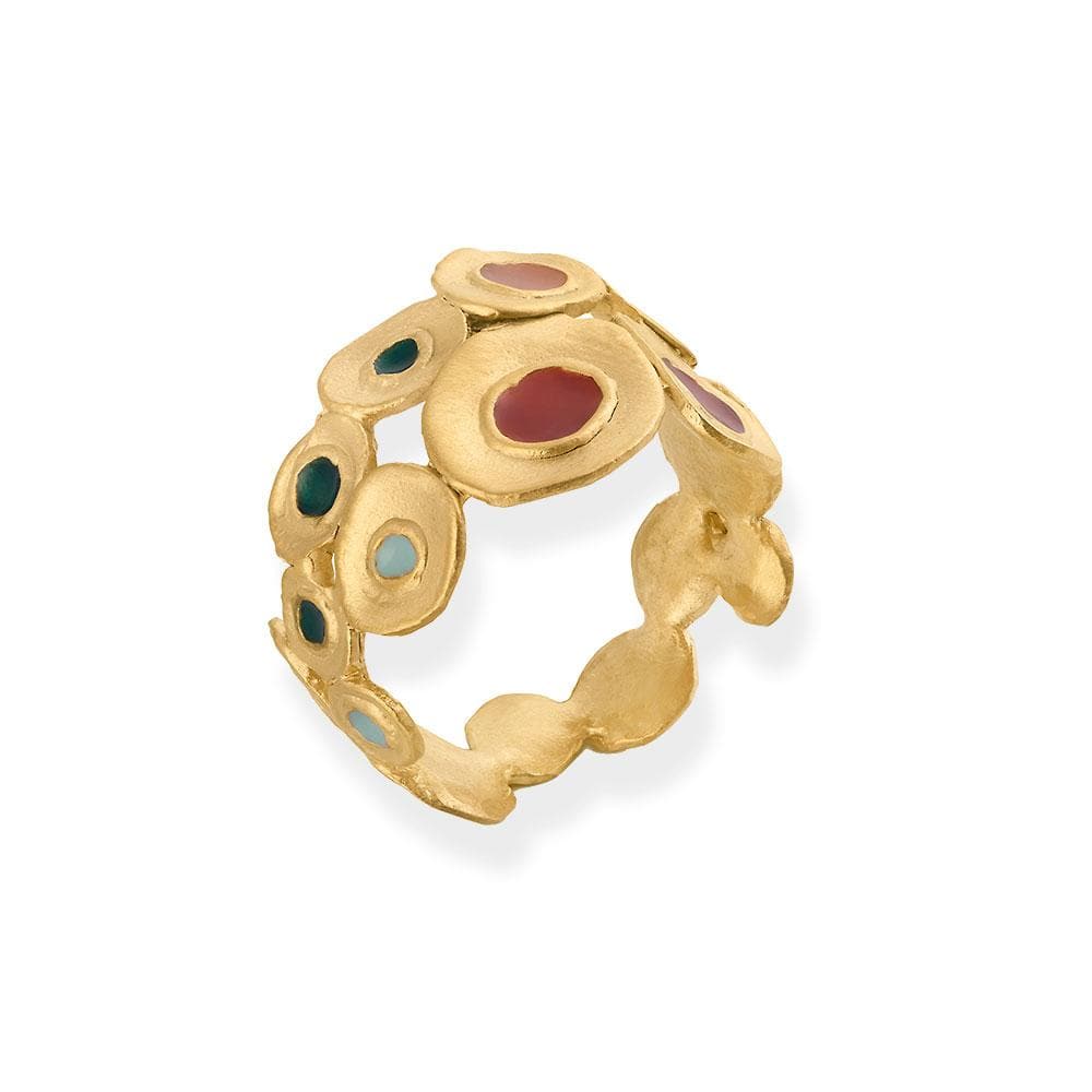 Handmade Gold Plated Ring With Multicolor Enamel Favorita Colors JOIDART - Anthos Crafts