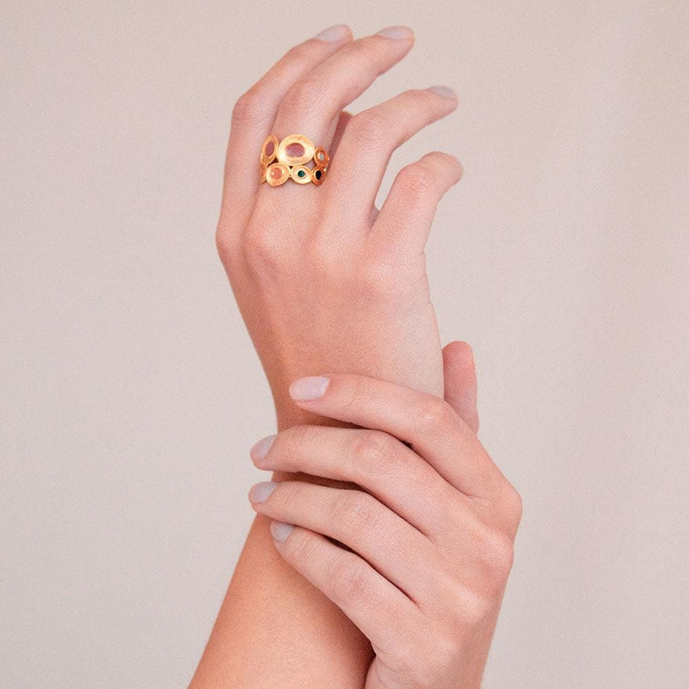 Handmade Gold Plated Ring With Multicolor Enamel Favorita Colors JOIDART - Anthos Crafts