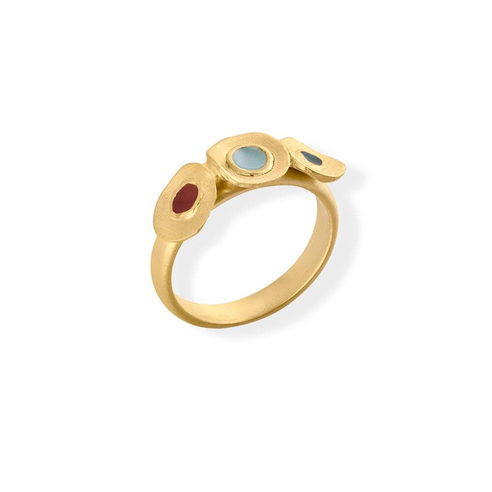 Handmade Gold Plated Slim Ring With Multicolor Enamel Favorita Colors JOIDART - Anthos Crafts