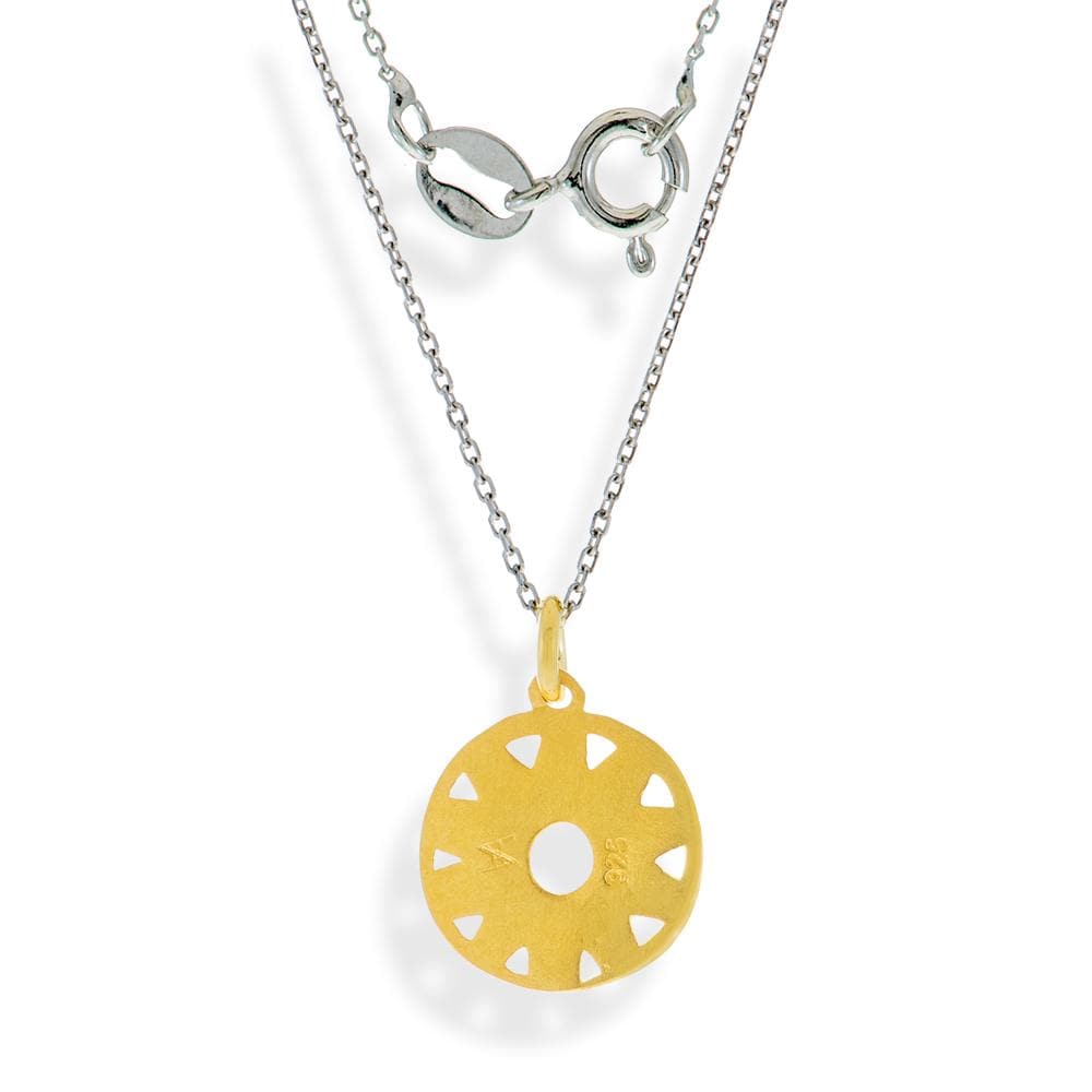 Handmade Gold Plated Silver Short Necklace Helios With Black Silver Chain - Anthos Crafts