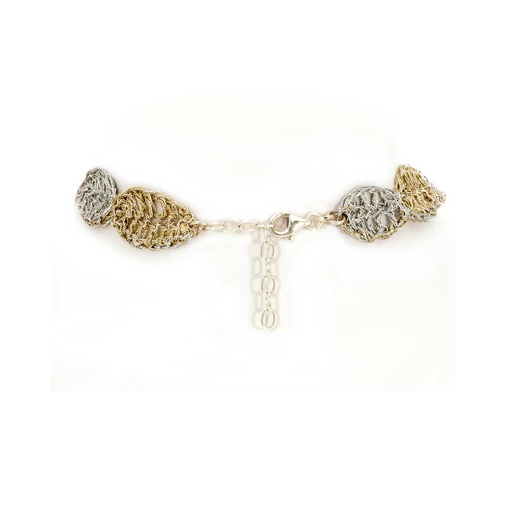 Handmade Gold & Silver Plated Crochet Choker Necklace with Pearls - Anthos Crafts
