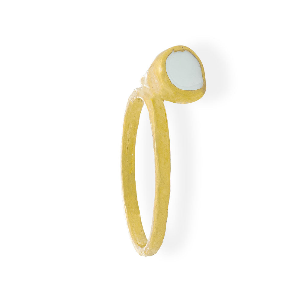 Handmade Gold Plated Ring with Gray Enamel - Anthos Crafts