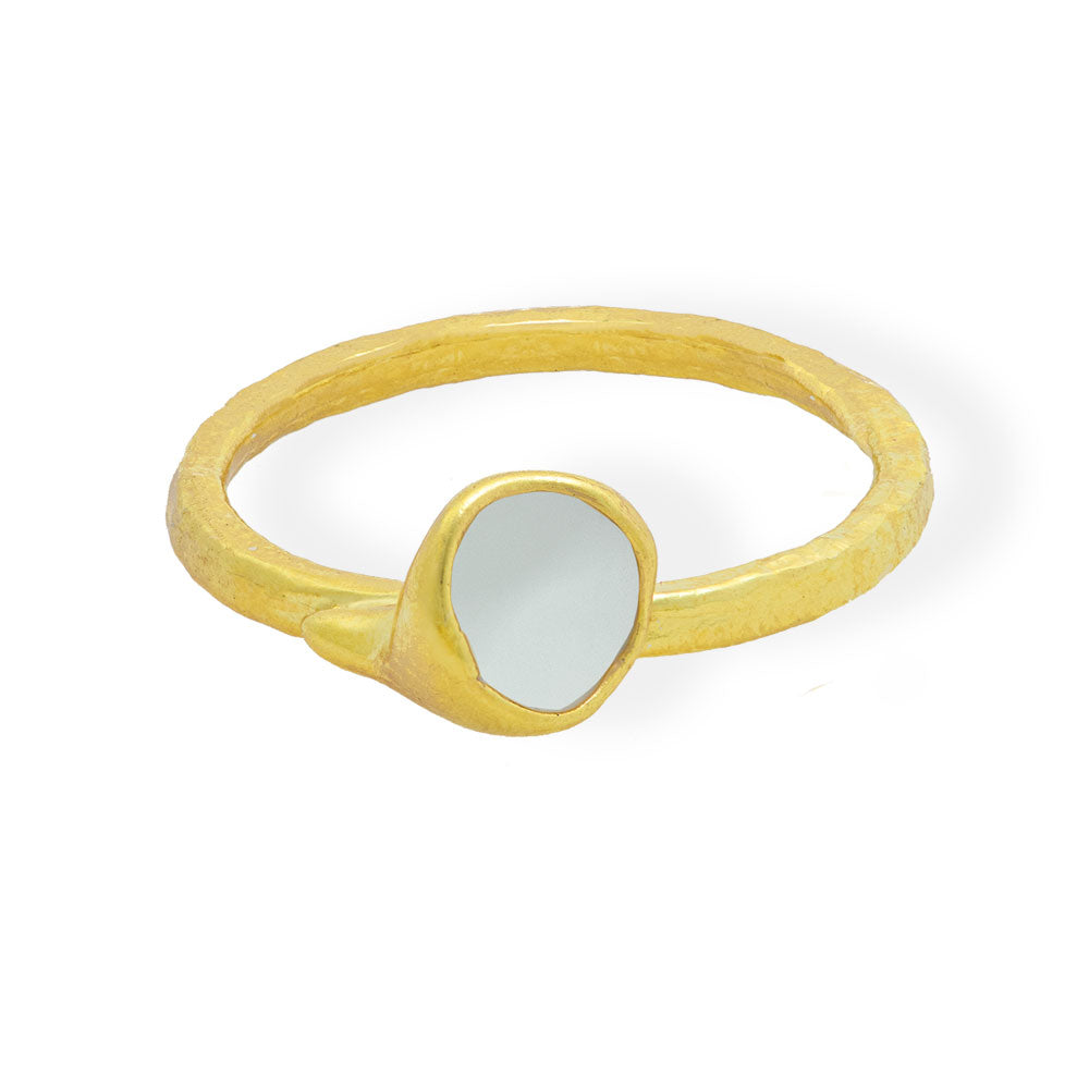 Handmade Gold Plated Ring with Gray Enamel - Anthos Crafts