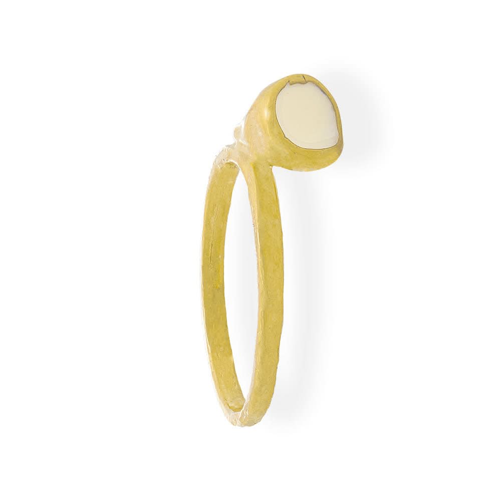 Handmade Gold Plated Ring with Ecru Enamel - Anthos Crafts