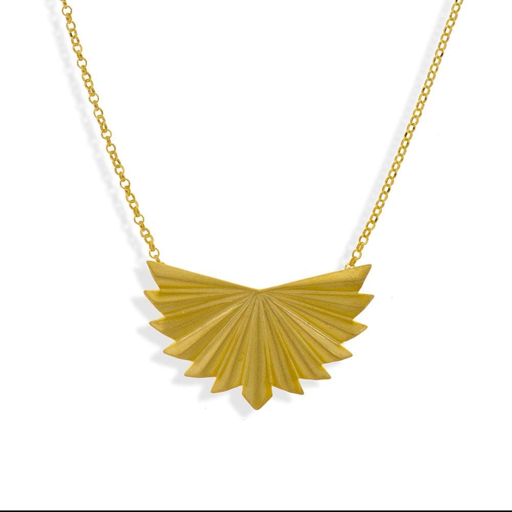 Handmade Gold Plated Silver Geometric Fold Short Necklace - Anthos Crafts