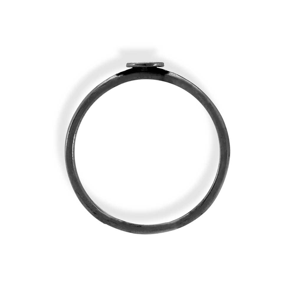 Handmade Black Plated Silver Thin Ring With Medium Disk - Anthos Crafts