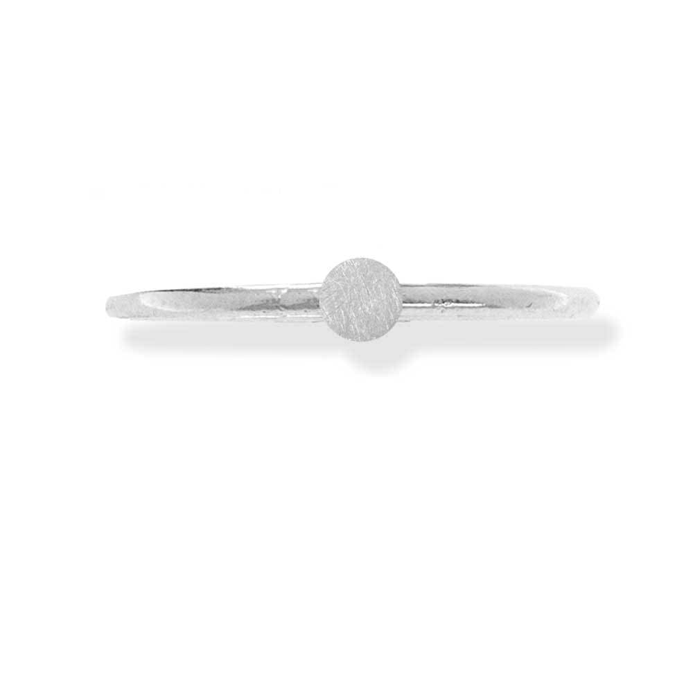 Handmade Silver Thin Ring With a Small Disk - Anthos Crafts