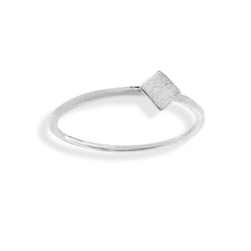 Handmade Sterling Silver Thin Ring With Small Square - Anthos Crafts