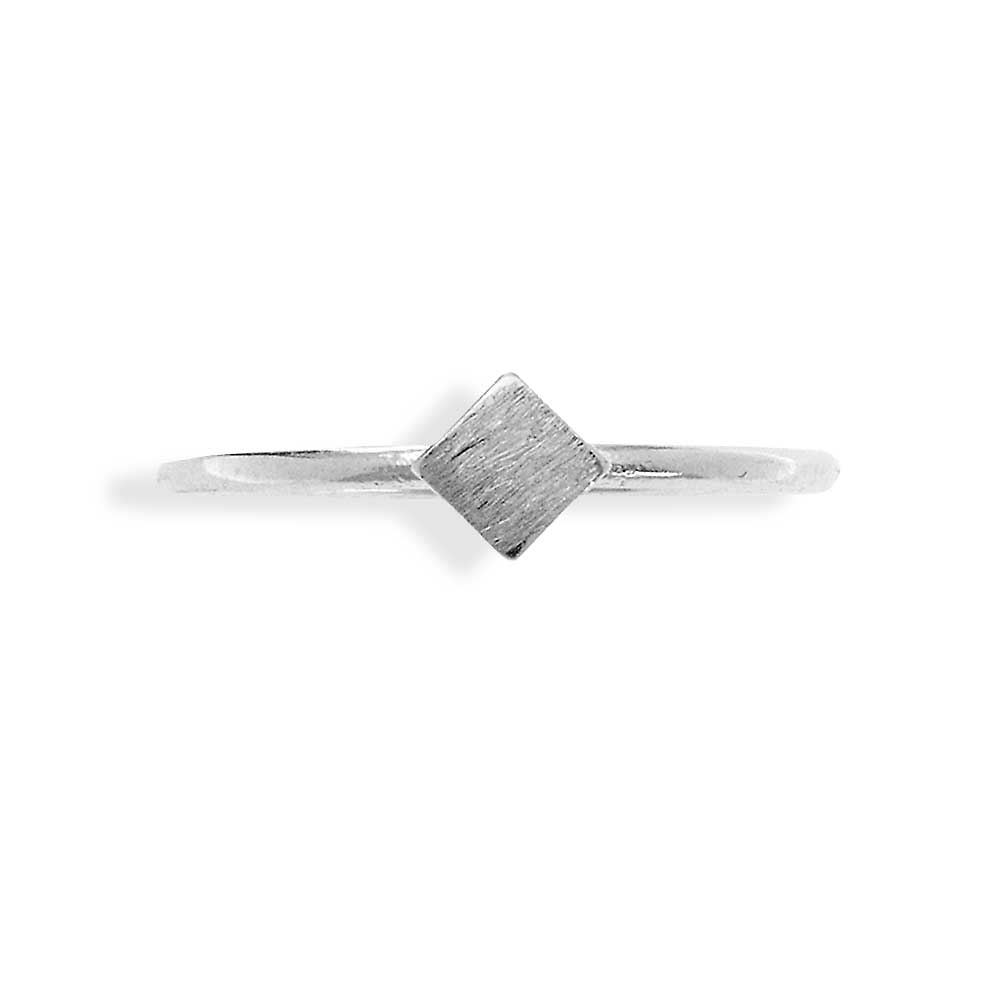 Handmade Sterling Silver Thin Ring With Small Square - Anthos Crafts