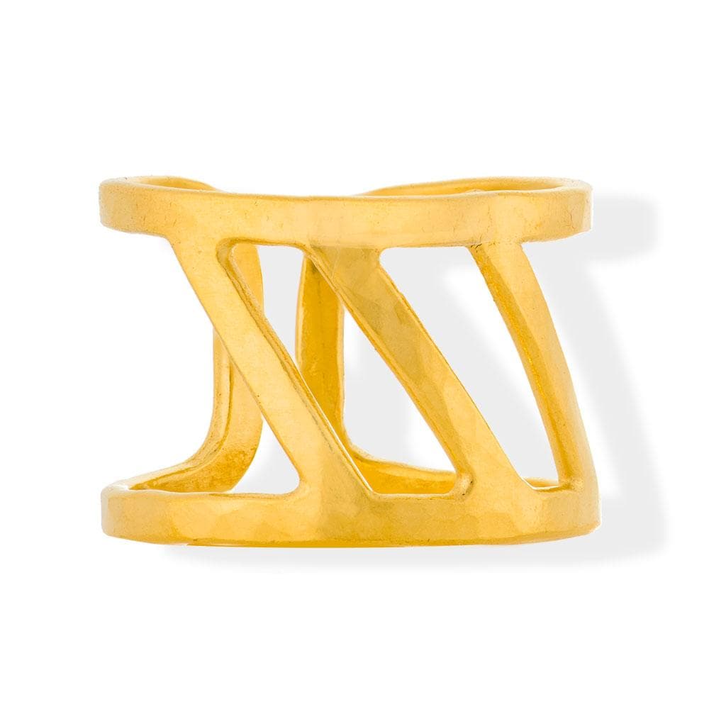 Handmade Gold Plated Silver Hammered Ring Ray Of Light - Anthos Crafts