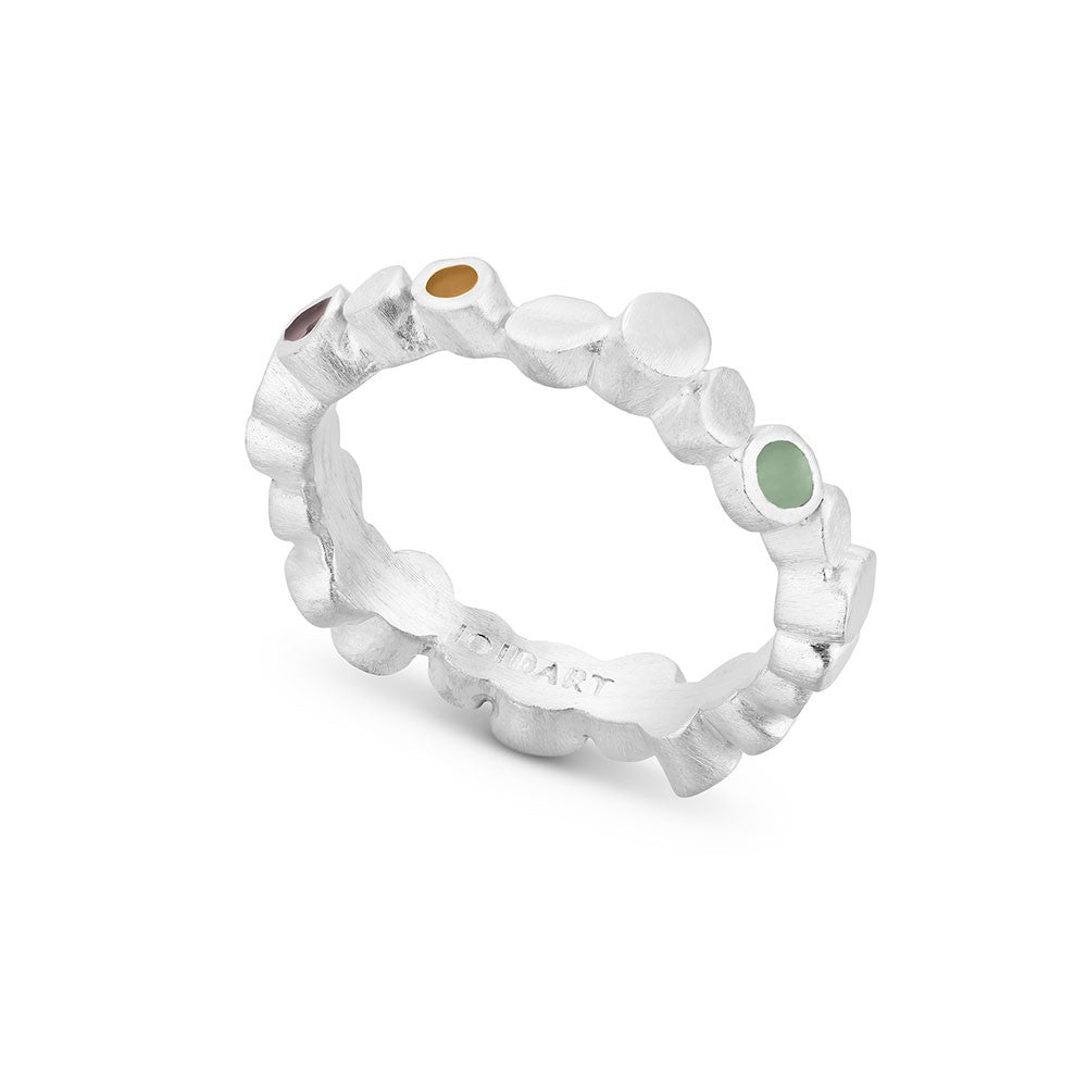 Handmade Silver Slim Ring With Multicolor Enamel Aura JOIDART - Anthos Crafts
