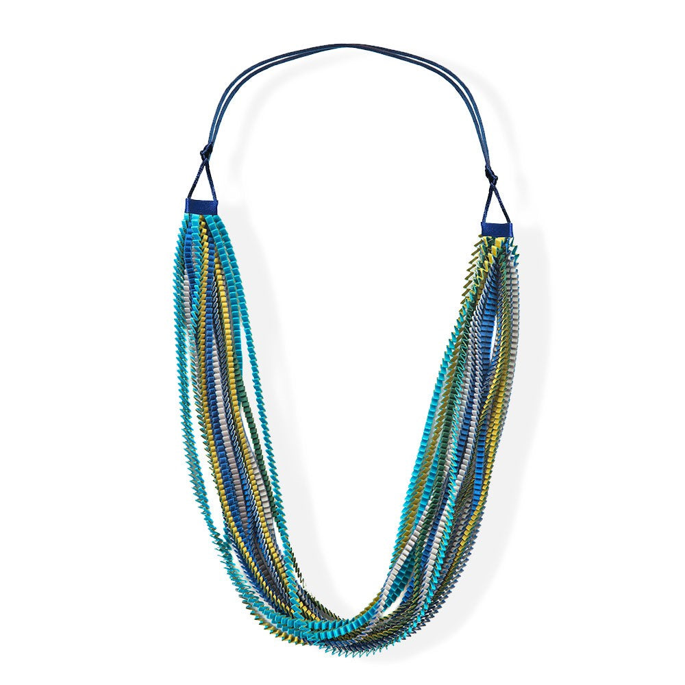 Satin Pleated Necklace Neos Blue Green neos-n-400 - Anthos Crafts
