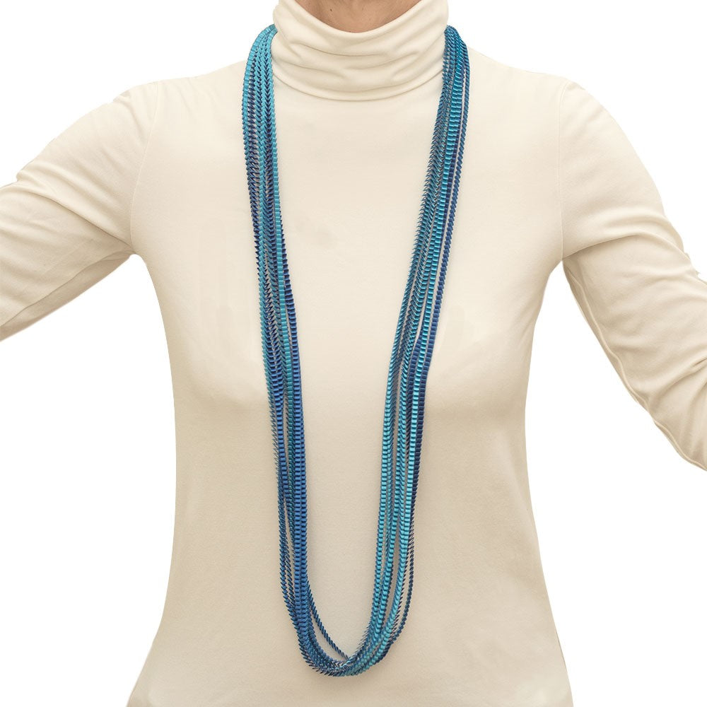 Satin Pleated Necklace Essilp Blue Turquoise KL 08 - Anthos Crafts