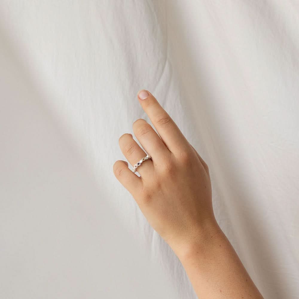 Handmade Silver Slim Ring With Multicolor Enamel Aura JOIDART - Anthos Crafts