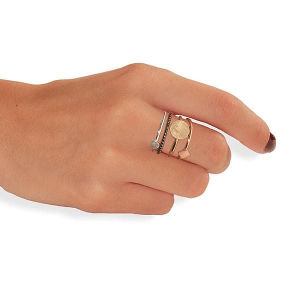 Handmade Silver Thin Ring With a Small Disk - Anthos Crafts