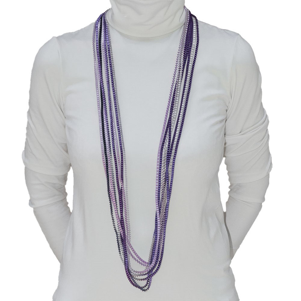 Satin Pleated Necklace Essilp Purple Blue Lavender KL302 - Anthos Crafts