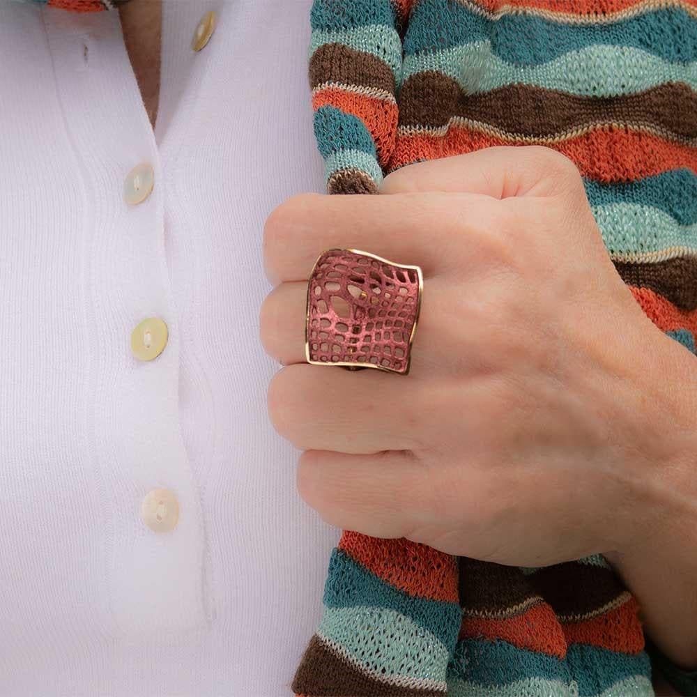 Handmade Gold Plated Silver Blush Ring - Anthos Crafts