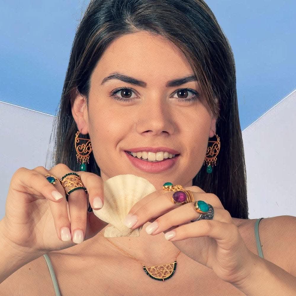 Handmade Gold Plated Silver Ring With Ruby Quartz Gemstone - Anthos Crafts