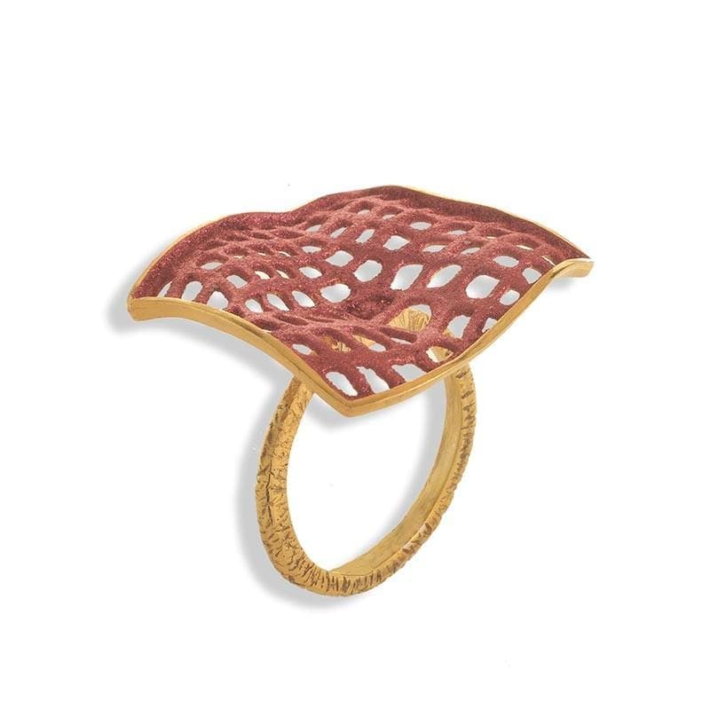 Handmade Gold Plated Silver Blush Ring - Anthos Crafts